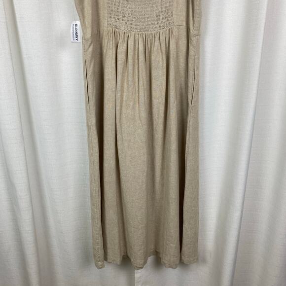 Old Navy Beige Fit&Flare Linen Blend Midi Dress Sz.L NWT - Picture 12 of 14